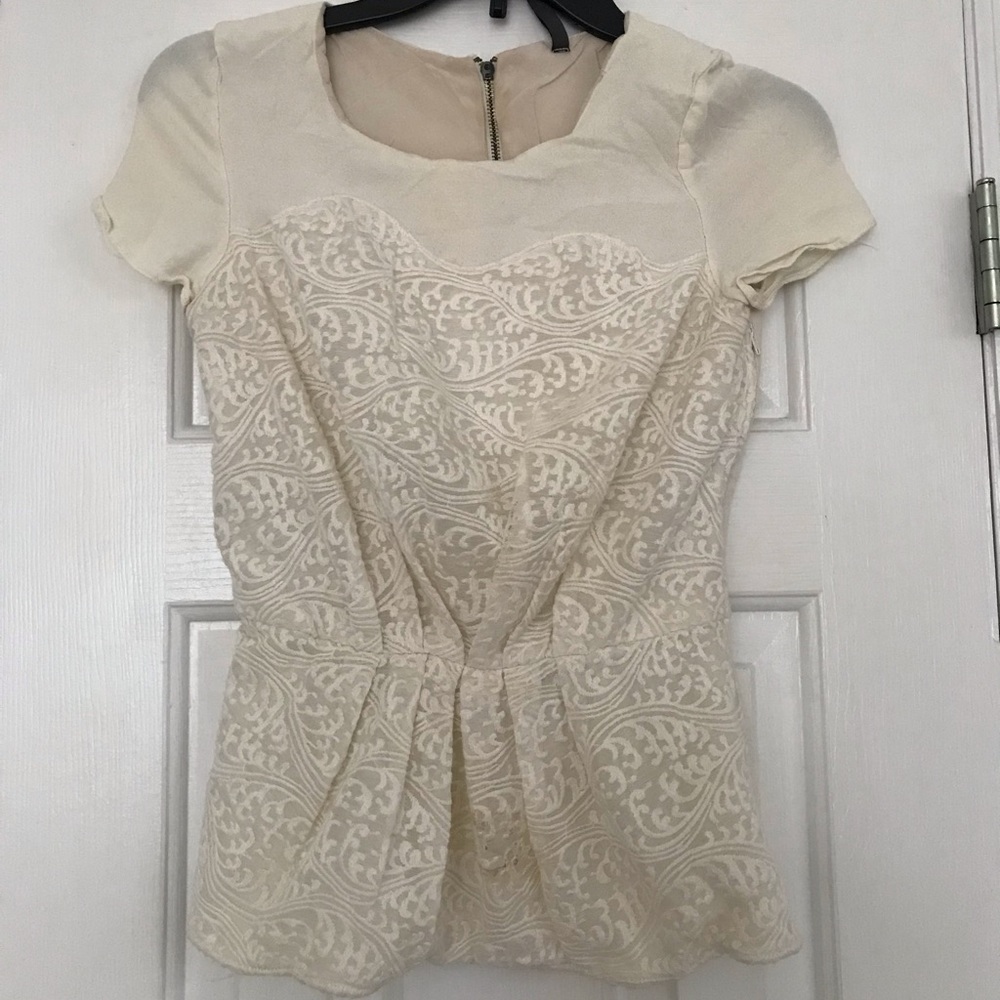 Naf naf creamy white blouse lace front